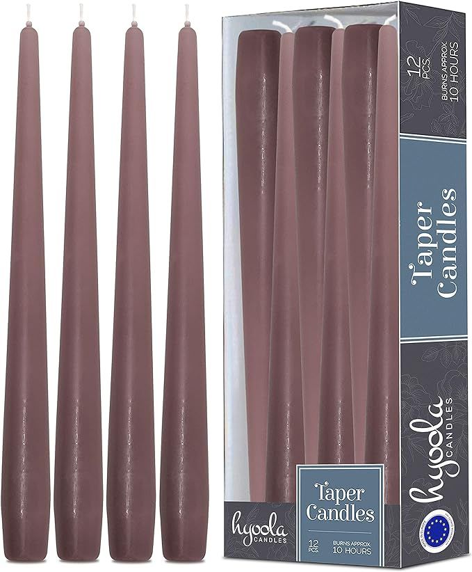 Hyoola Tall Taper Candles - 12 Inch Mauve Pink Unscented Dripless Taper Candles - 10 Hour Burn Ti... | Amazon (US)