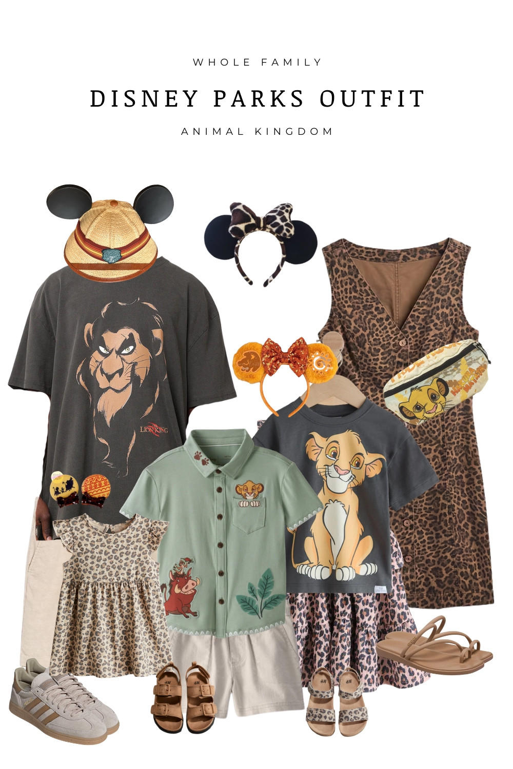  Animal Kingdom family outfit idea inspired by The Lion King. Coordinating Disney Parks looks with safari neutrals, leopard print dress, Simba and Scar graphic tees, character button down for boys, and Minnie ears with animal print detail. Perfect for Walt Disney World, matching family Disney outfits, Animal Kingdom style, Disney mom outfit, and comfortable park day looks. Shop these Lion King outfits for women, men, toddlers, and kids for your next Disney vacation.

 

#LTKTravel #LTKMens #LTKKids