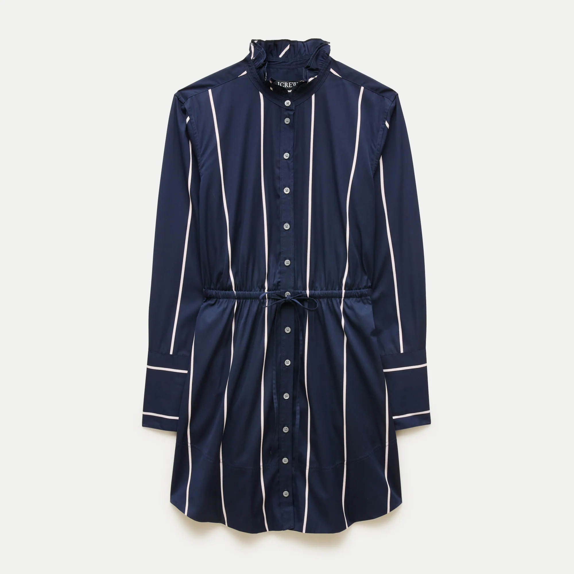 Ruffle-collar mini shirt-dress in striped poplin | J. Crew US
