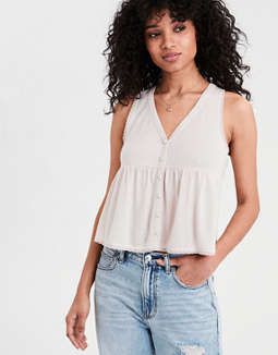 AE Peplum V-Neck Tank Top | American Eagle Outfitters (US & CA)