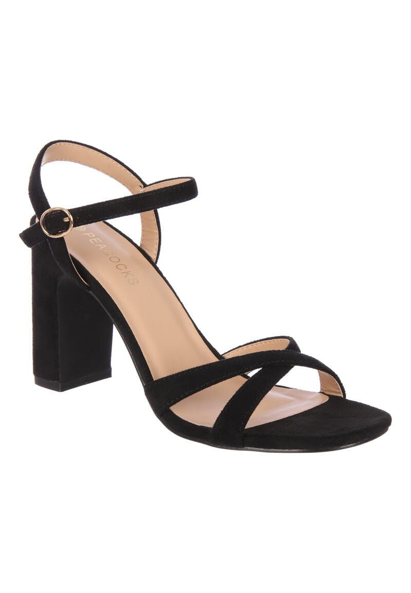 Womens Black Suedette Strappy Sandals | Peacocks