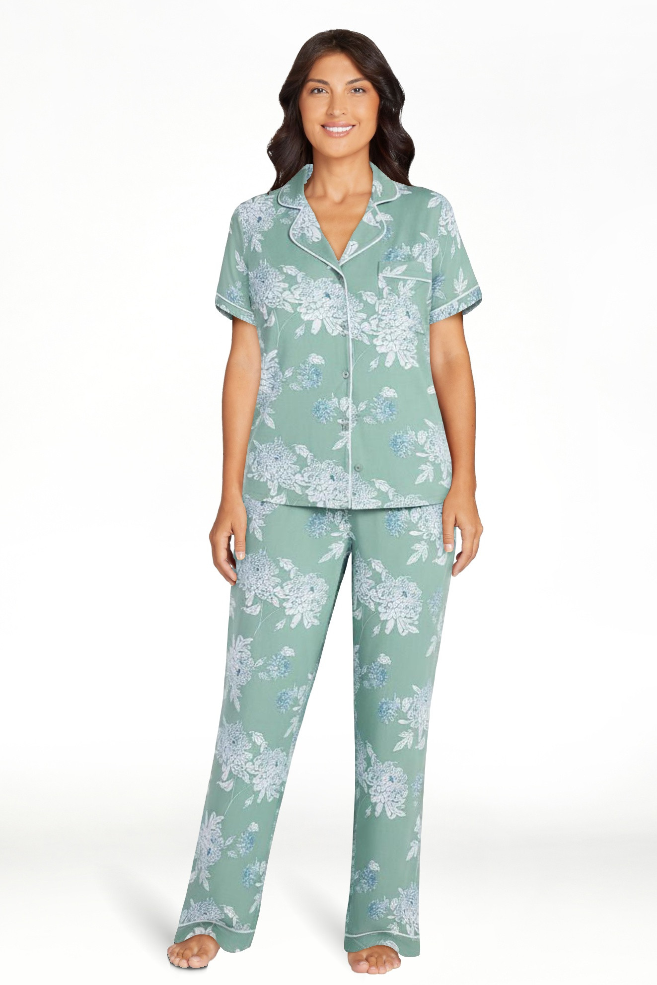 Joyspun Women's Dreamy Soft Collection Notch Collar Top and Capri Pants Pajama Set, 2-Piece, Size... | Walmart (US)