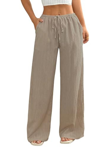 MakeMeChic Women's Casual Wide Leg Pants Summer Beach Palazzo Pants | Amazon (US)