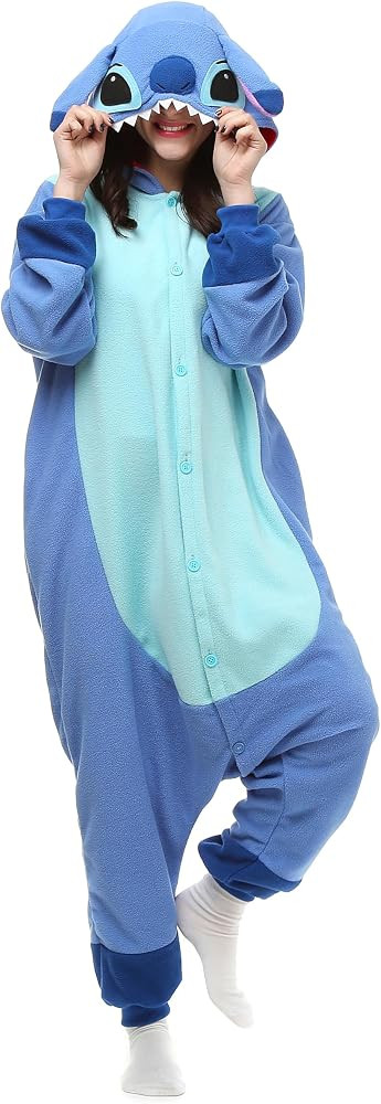 Wishliker Adult Onesie Animal Pajamas Halloween Cosplay Costumes Party Wear Blue | Amazon (US)