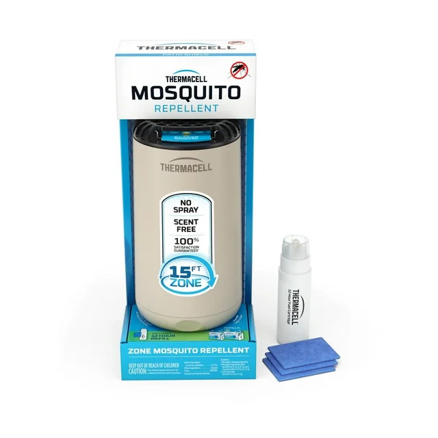 Thermacell Patio Shield Mosquito Repeller with 12-Hour Fuel Cartridge and 3 Repellent Mats, Linen | Walmart (US)