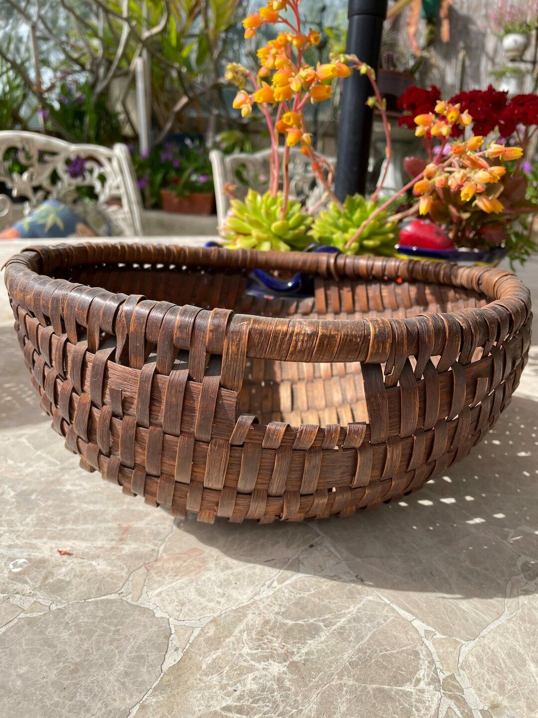 Antique Primitive Hand Woven Basket with Side Handles, Farmhouse Decor | Etsy (US)