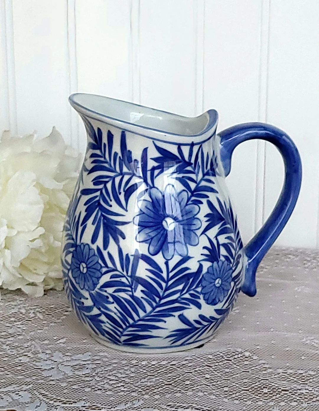 Vintage Blue and White Chinoiserie Pitcher Kitchen Decor - Etsy | Etsy (US)
