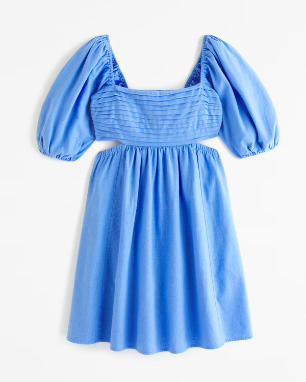 Emerson Linen-Blend Cutout Mini Dress | Abercrombie & Fitch (US)