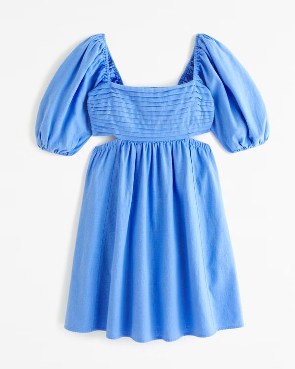 Emerson Linen-Blend Cutout Mini Dress | Abercrombie & Fitch (US)