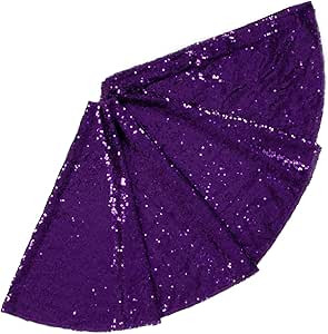 Sequin Tree Skirt Purple 60Inch Christmas Tree Skirt Embroidered Tree Skirt Sparkly Tree Skirt Xm... | Amazon (US)