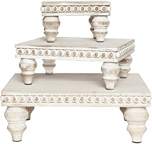 Farmhouse Tiered Tray Decor by Felt Creative Home Goods - Shabby Chic Vintage Wood Risers for Cof... | Amazon (US)