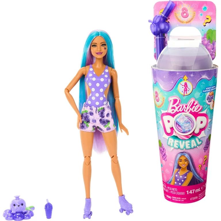 Barbie Pop Reveal Fruit Series Grape Fizz Doll, 8 Surprises Include Pet, Slime, Scent & Color Cha... | Walmart (US)