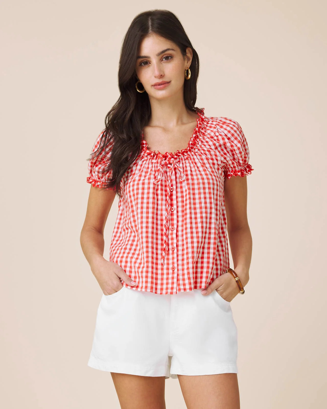 Gigi Gingham Puff Sleeve Top | Splendid