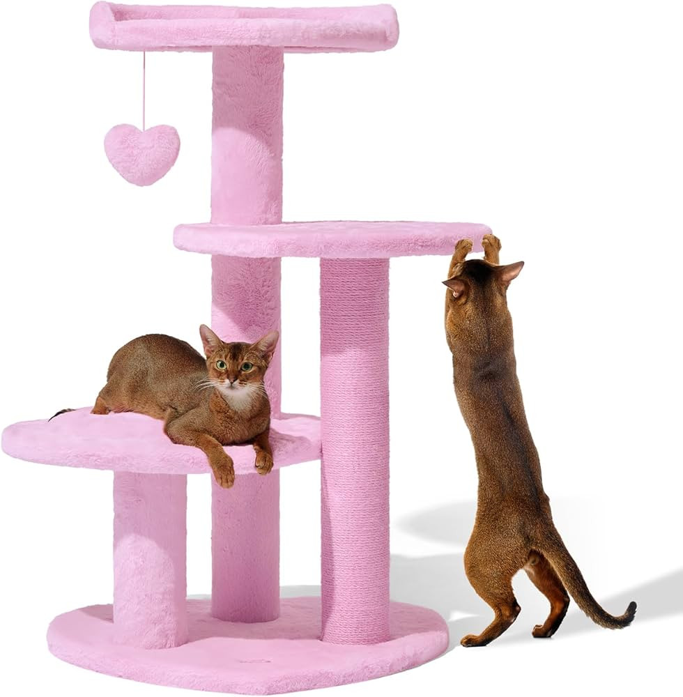 VETRESKA 40 inches Cat Tree for Indoor Cats, Multi Level Cat Tower with Cat Scratching Post, Cute... | Amazon (US)