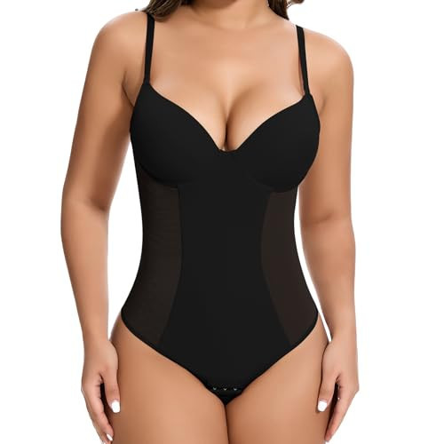 JOYSHAPER Shapewear Bodysuit Built in Bras for Women Tummy Control Shapewear with Bra Backless Body Shaper Dress Bodysuit Tops Black S | Amazon (US)