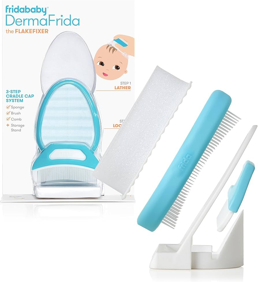 Frida Baby The 3-Step Cradle Cap System, DermaFrida The FlakeFixer, Sponge, Brush, Comb and Stora... | Amazon (US)