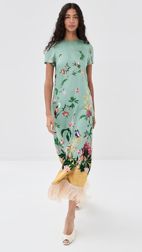 Silk Swing Dress with Feathers | Shopbop