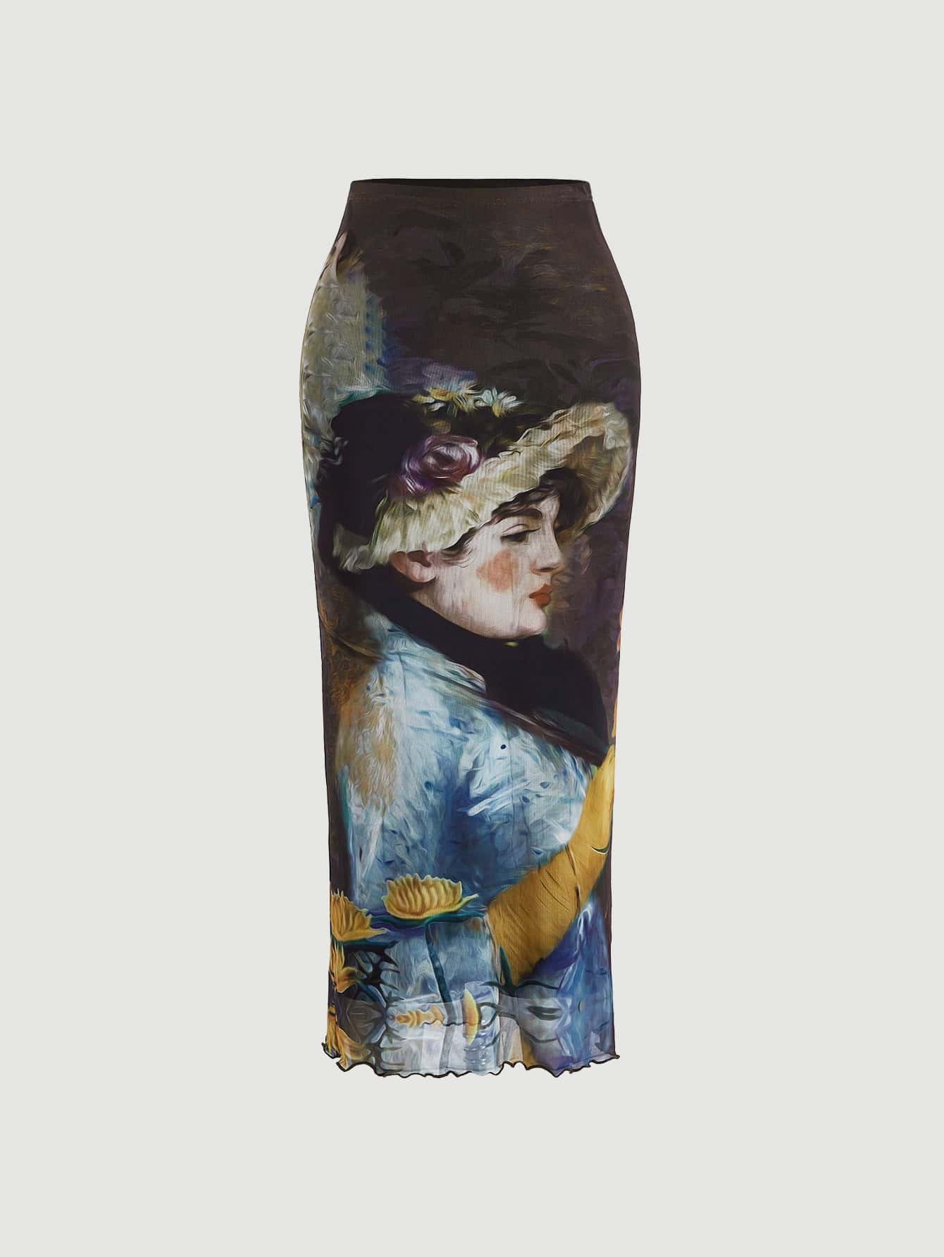 SHEIN MOD Figure Graphic Lettuce Trim Mesh Skirt | SHEIN