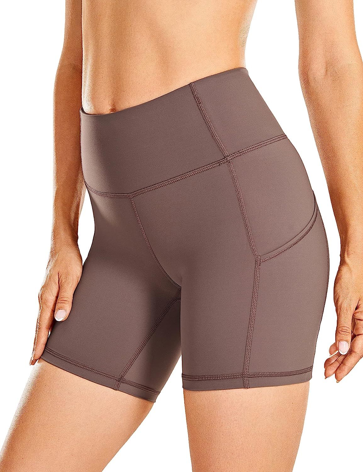 CRZ YOGA Women's Naked Feeling Light Biker Shorts 6'' - High Waisted Gym Run Workout Compression Spa | Amazon (US)