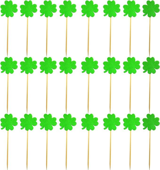St Patrick's Day Party Cocktail Picks 50 Counts 4.7" Bamboo Appetizer Toothpicks Wooden Decorativ... | Amazon (US)