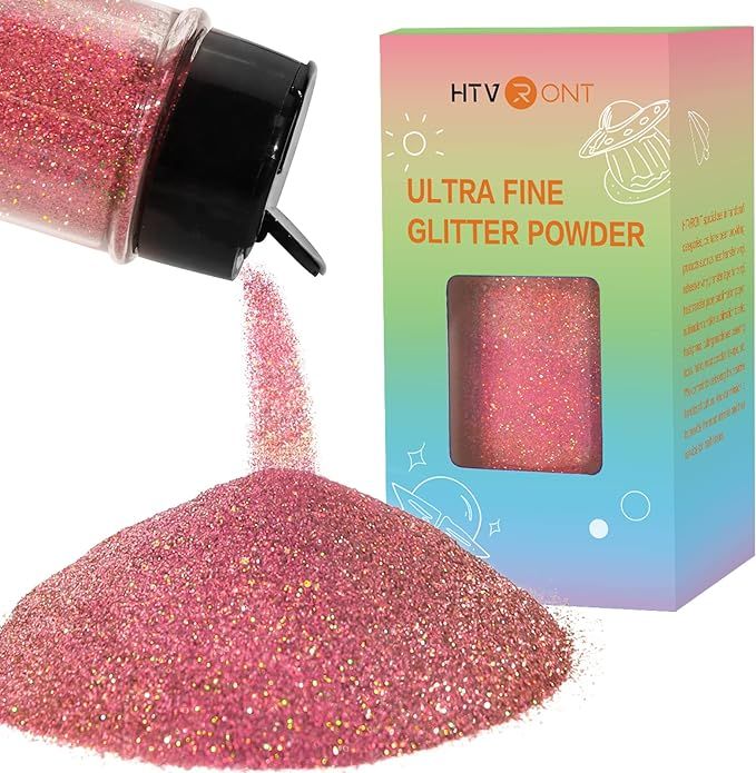 HTVRONT Holographic Fine Rose Red Glitter - 50g/1.76oz Craft Glitter for Resin, Double-Duty Cap R... | Amazon (US)