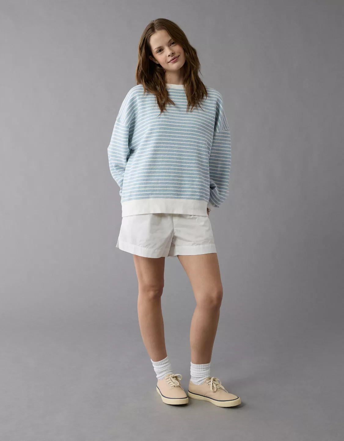 AE Oversized Striped Sweatshirt | American Eagle Outfitters (US & CA)