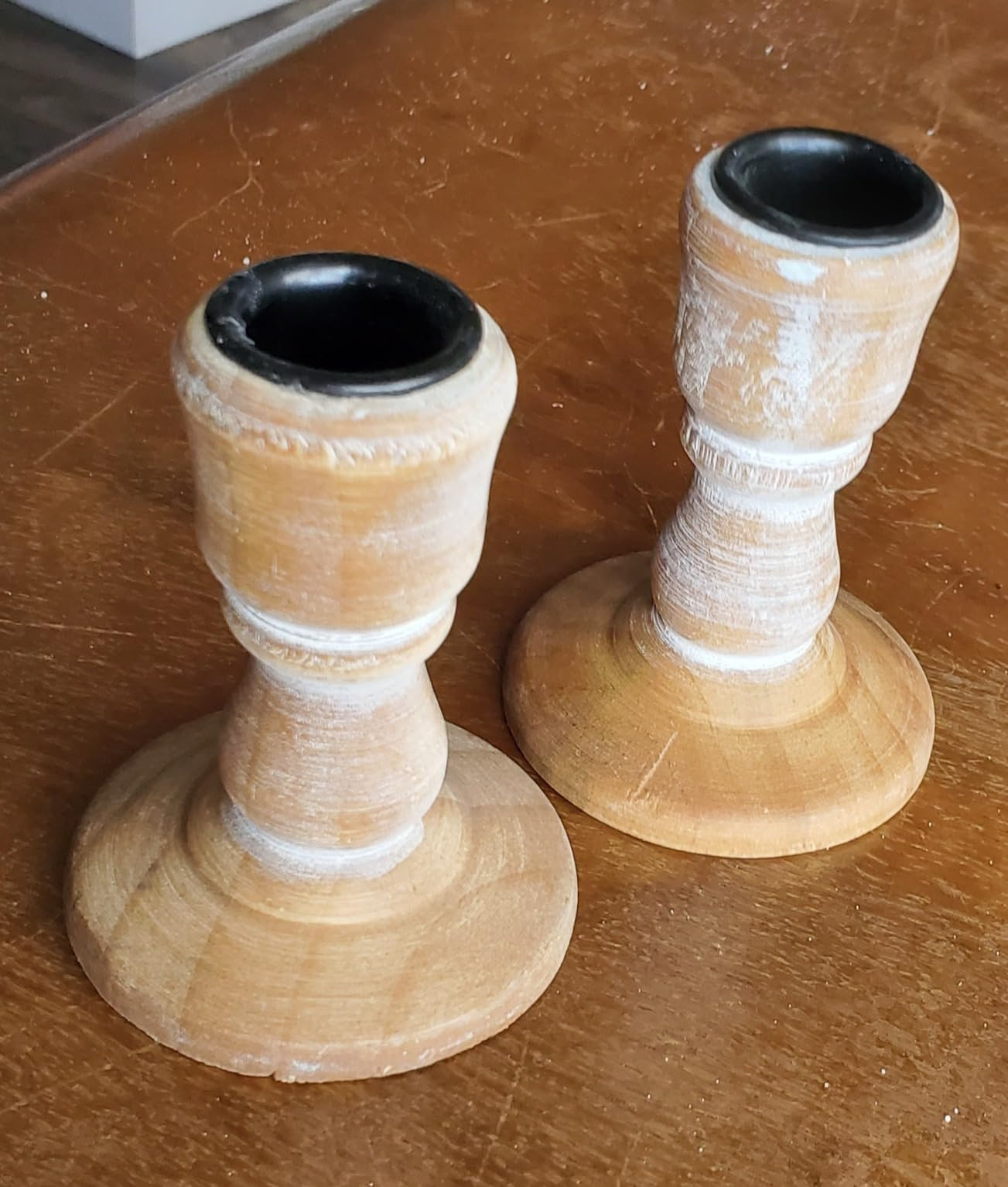 Inweder Candle Holders for Candlesticks, Wood Taper Candle Holders, Set of 2 Candle Holders for T... | Amazon (US)