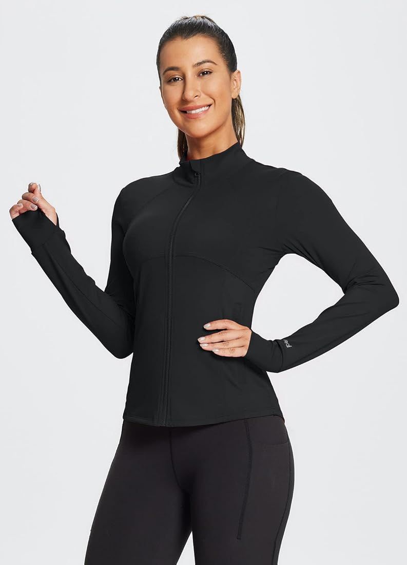 BALEAF Women's Running Jackets Full Zip Slim Fit Workout Light Thumb Holes Pockets | Amazon (US)