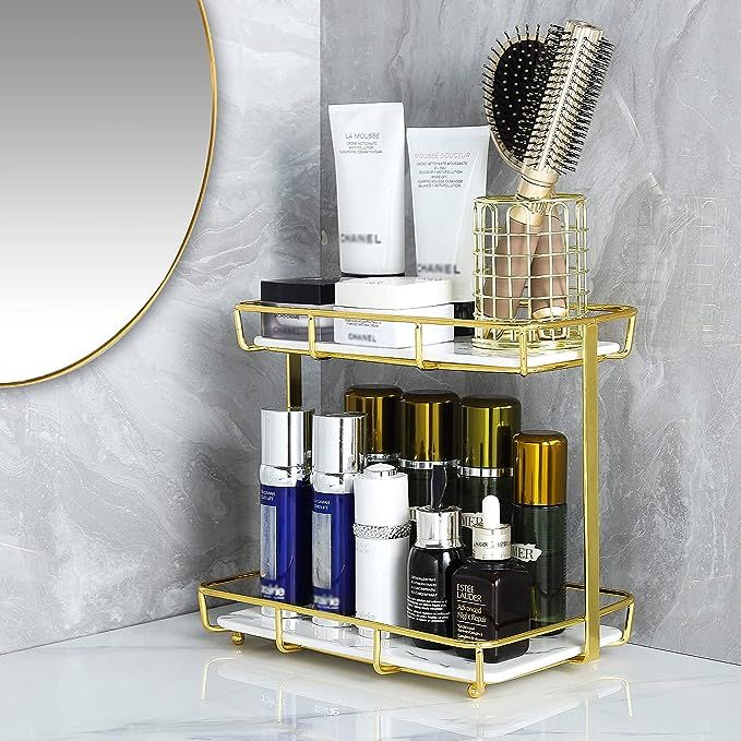 Dobbyby Bathroom Organizer Countertop Makeup Organizer Cosmetics Storage Display Rack 2 Tire Vani... | Amazon (US)
