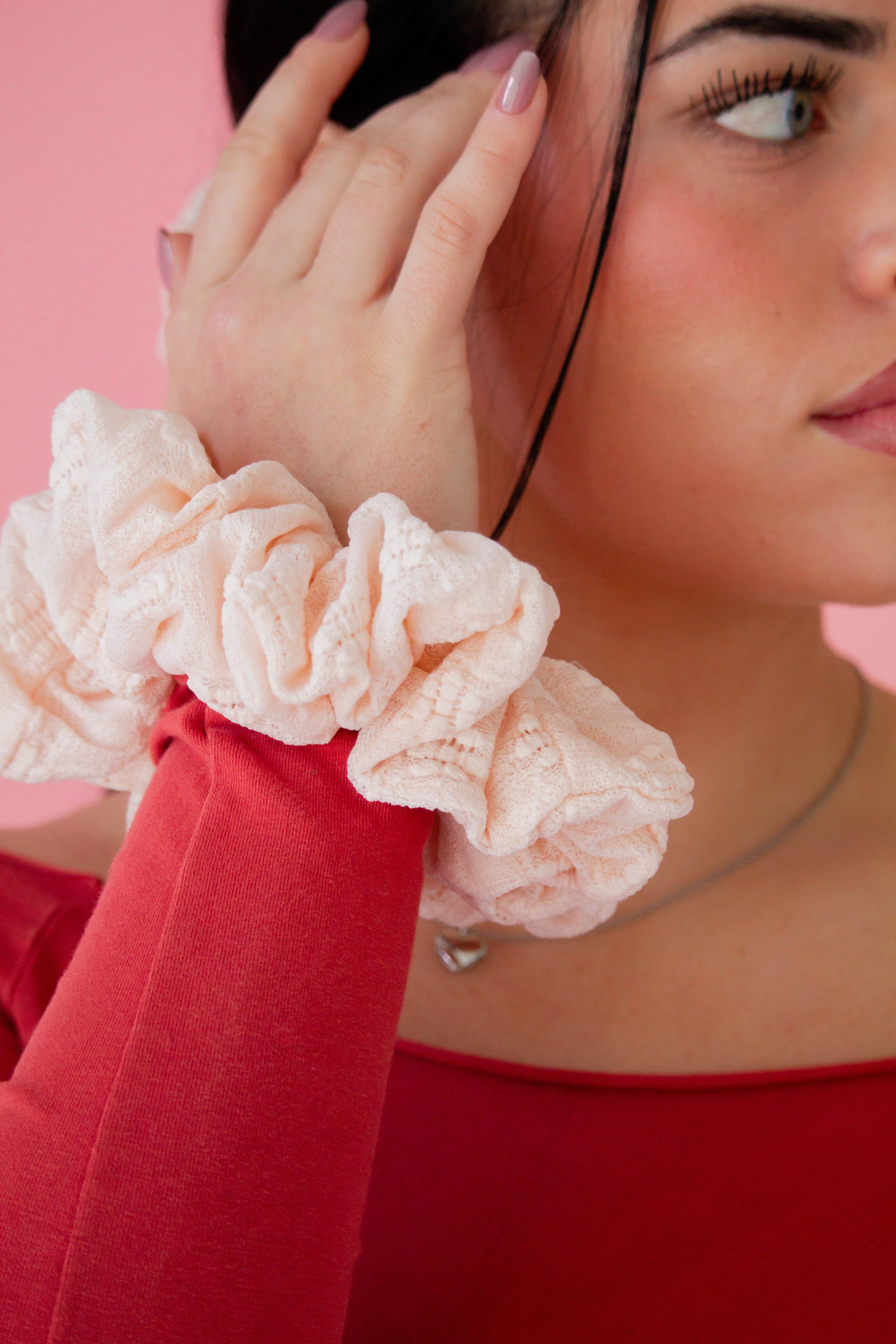 Pink Eyelet Jumbo Scrunchie | Shop Andi