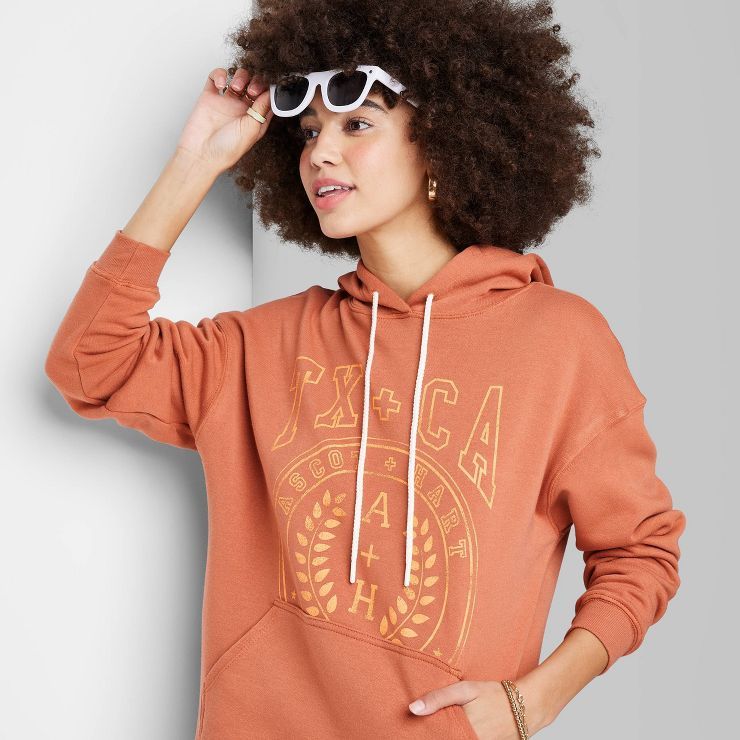 Women's Ascot + Hart TX + CA Graphic Hooded Sweatshirt - Brown | Target