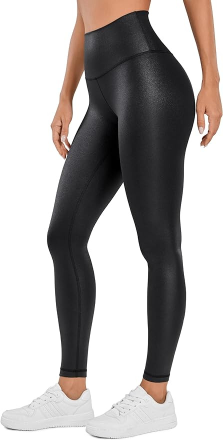 CRZ YOGA Butterluxe Womens Matte Faux Leather Leggings 28" - High Waisted Stretch Ankle Leather P... | Amazon (US)