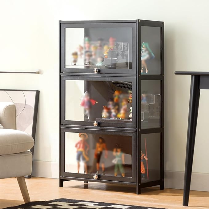 Display Cabinet with Acrylic Doors, 1/2/3/4/5-tier Display Shelves, 23.6 inches Long, Suitable fo... | Amazon (US)