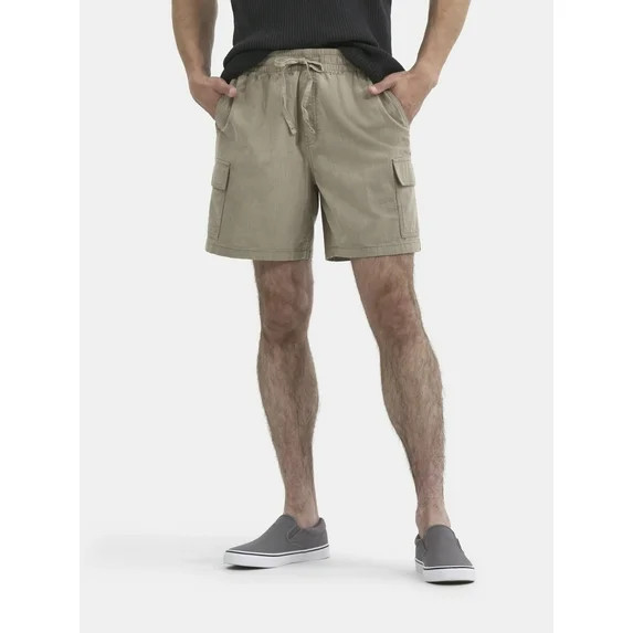 No Boundaries Men's and Big Guys Cotton Slub Cargo Shorts 6" Inseam XS-5XL | Walmart (US)