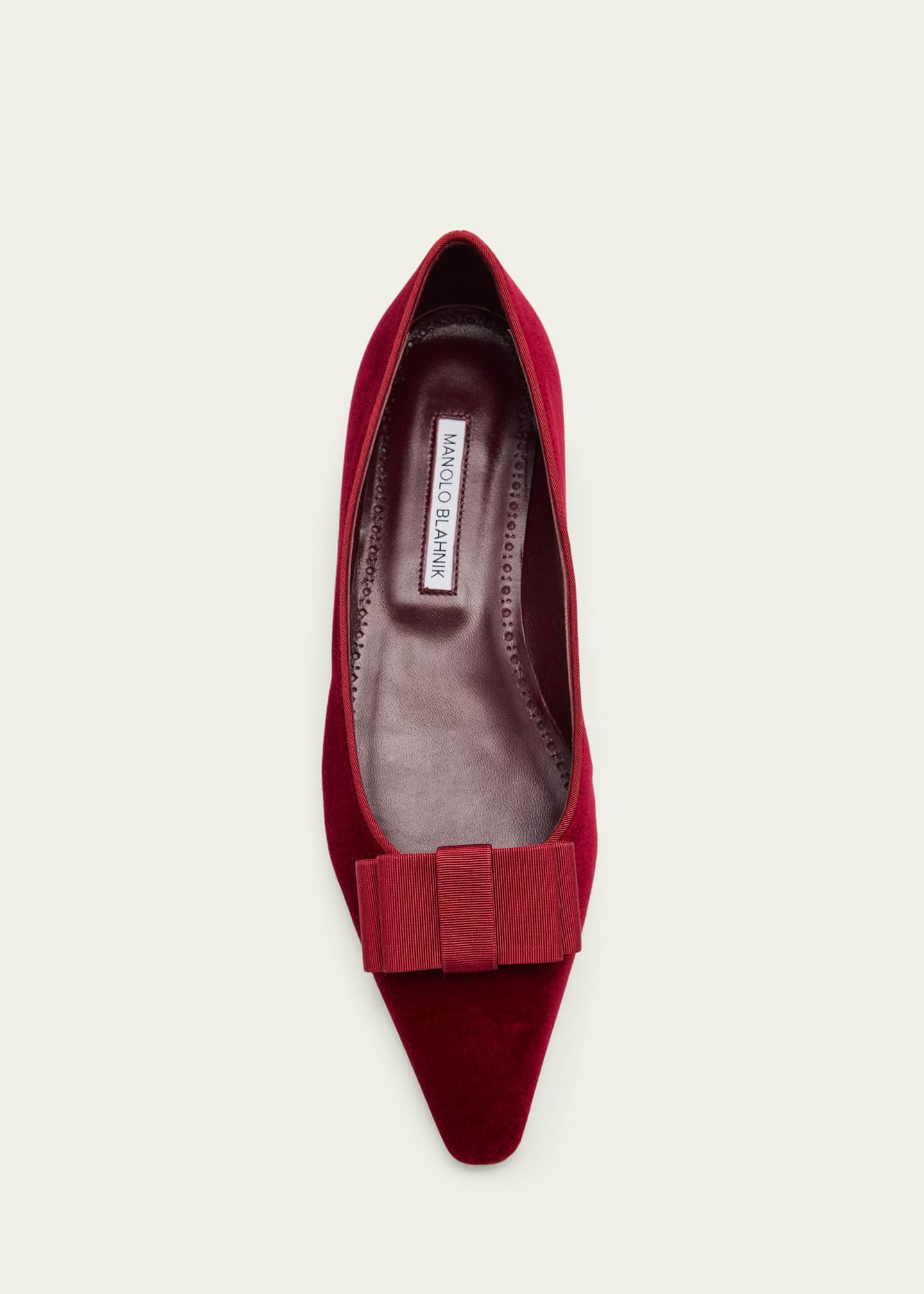 Manolo Blahnik Reador Velvet Bow Flats | Bergdorf Goodman