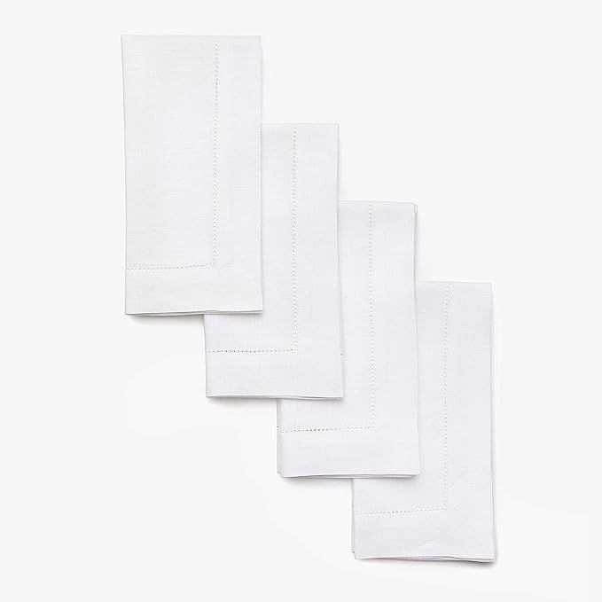 Solino Home White Linen Dinner Napkins – 20 x 20 Inch, 100% Pure Linen Napkins for Fall, Hallow... | Amazon (US)