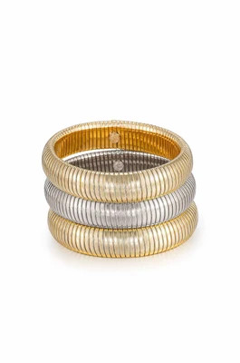 Flex Snake Chain Stretch Bracelet Set - Gold Tone / One Size | Ettika