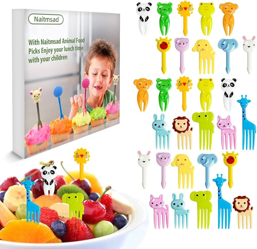 Naitmsad Animal Food Picks for Kids, Cute Animal Fruit Food Toothpicks, Lunch Bento Box Picks, Fu... | Amazon (US)