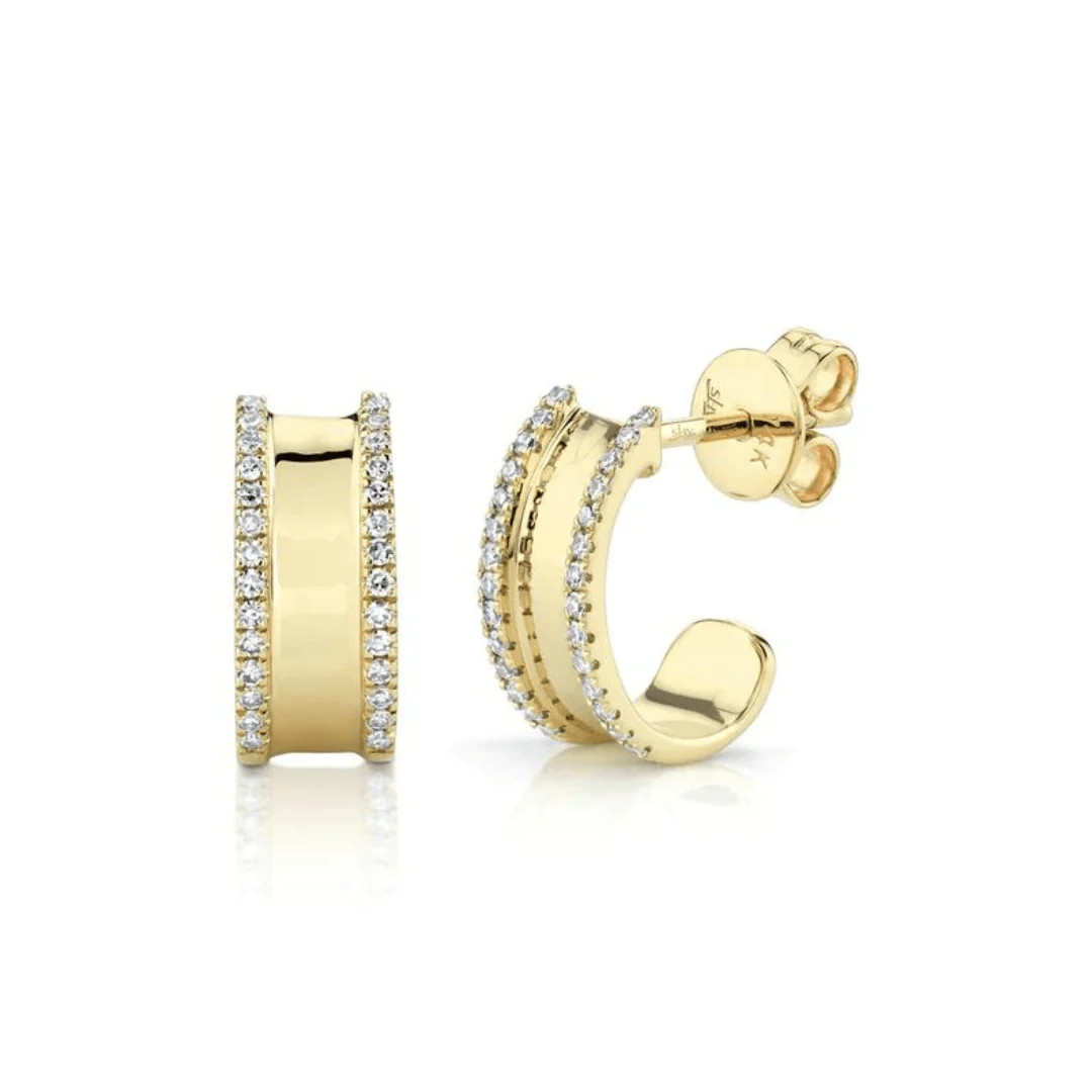 Diamond Border Huggies | LINDSEY LEIGH JEWELRY