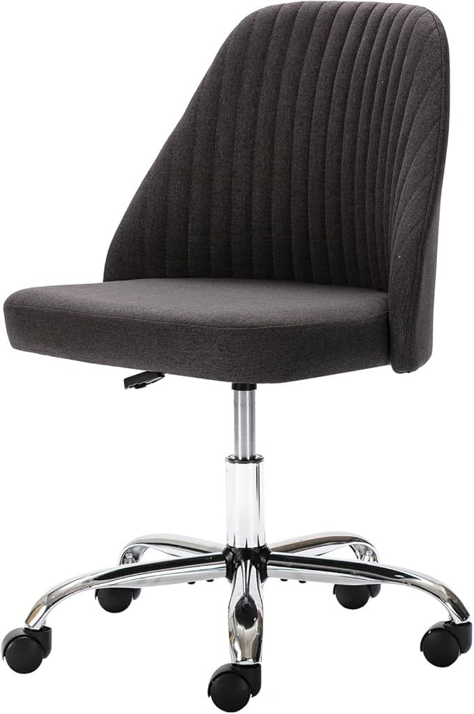 Amazon.com: Home Office Desk Chair, Modern Adjustable Low Back Rolling Chair Twill Fabric Upholst... | Amazon (US)
