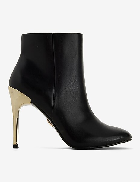 Brian Atwood x Express Gold Thin Heeled Ankle Booties | Express