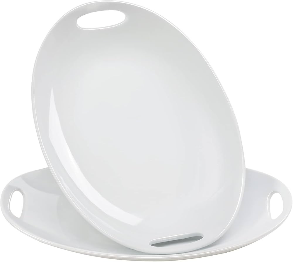 Amazon.com | Buyajuju Porcelain Serving Platter with Handles, 14" serving dishes for entertaining... | Amazon (US)