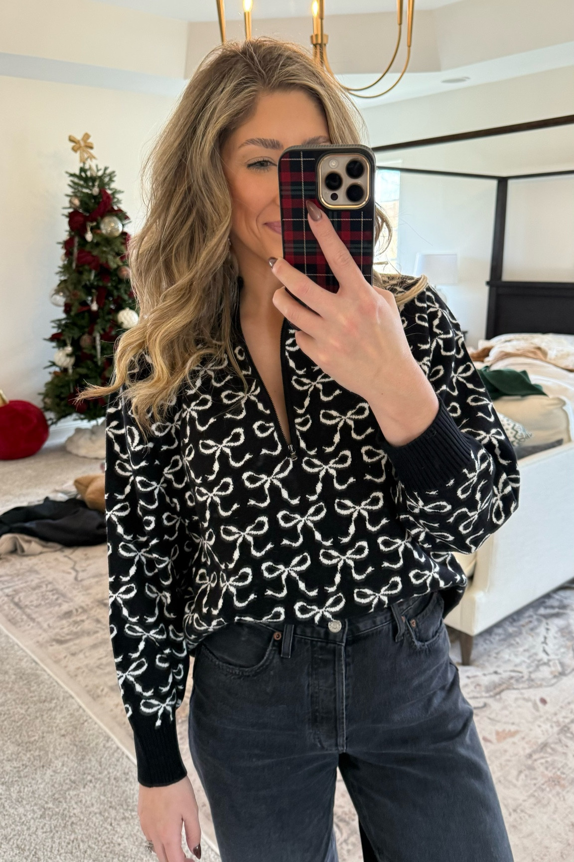 the CUTEST casual holiday outfit idea from anthro🎄✨🎅🏼 use code: SAMANTHA30 to save 30% off sitewide. Some exclusions apply! TTS M. 

anthro, anthro sale, sale alert, sale finds, holiday outfit idea, bow sweater, coquette, outfit ideas, anthropologie, straight leg jeans, sweater, Samantha Bauchmann 

#LTKSeasonal #LTKHoliday #LTKSaleAlert