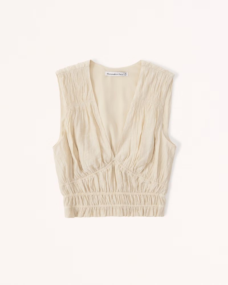 Smocked Plunge Crinkle Set Top | Abercrombie & Fitch (US)