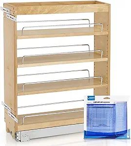 Rev-A-Shelf Pull Out Cabinet Organizer 448-BC-5C, 5-Inch Kitchen Cabinet Base Filler Wood with 3 ... | Amazon (US)