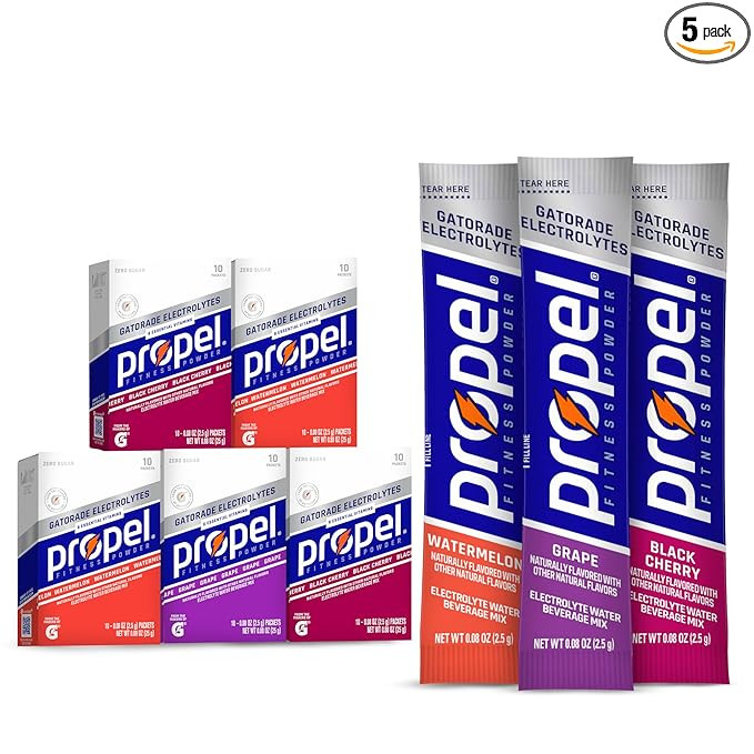 Propel Electrolyte Enhanced Water Drink Mix Powder Packets, 3 Flavor Variety Pack, Zero Calorie &... | Amazon (US)