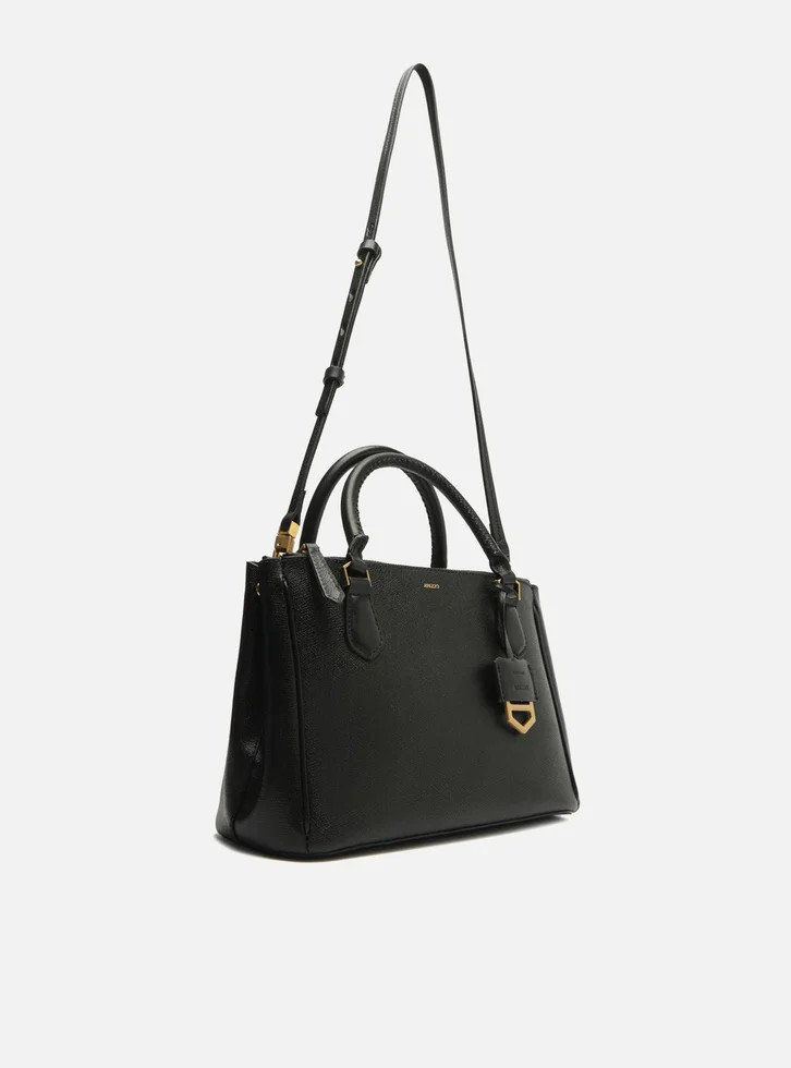 Tote Preta Arezzo Couro Grande Bag Charm Metal | ZZ Mall (BR)