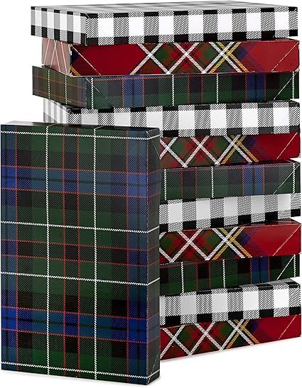 Hallmark Plaid Shirt Box Bundle (12 Boxes, 3 Designs) Blue, Green, Red Plaid, Black Buffalo Check... | Amazon (US)