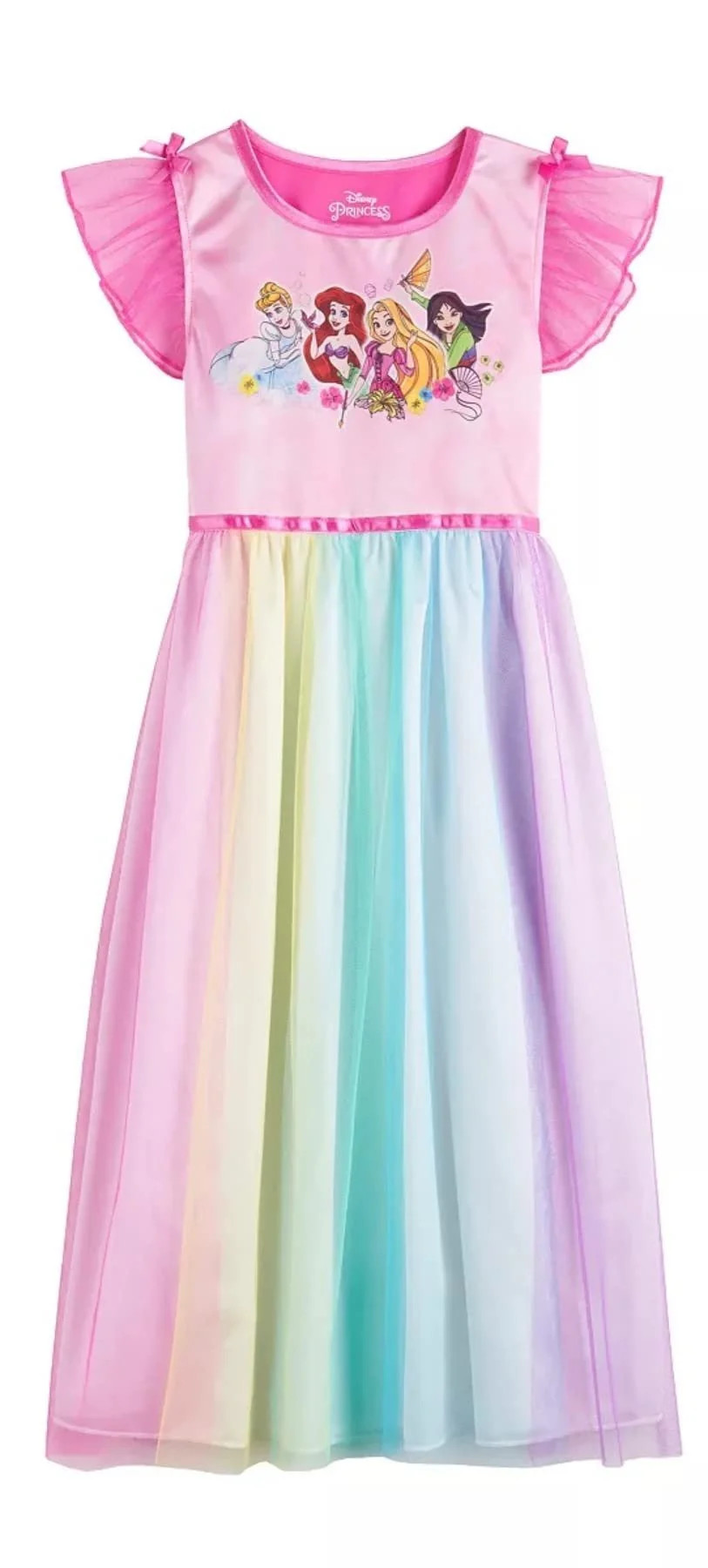 Disney Girls' Fantasy Nightgown Princess Dress Pajama, Rainbow - Princesses, Size 4 | Walmart (US)