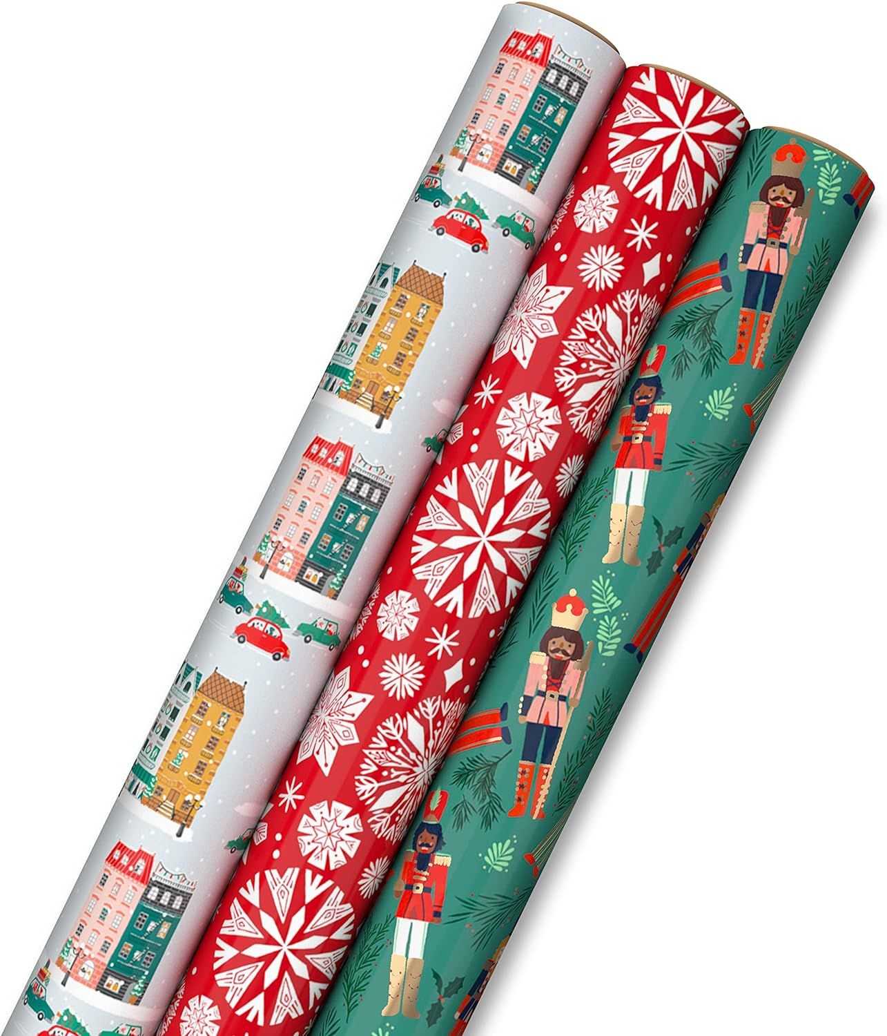 Hallmark Nutcracker Christmas Wrapping Paper with Cutlines on Reverse (3 Rolls: 120 Sq. Ft. Total... | Amazon (US)